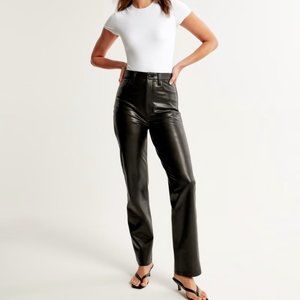 Abercrombie & Fitch Black Faux Leather Straight Leg Pants